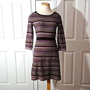 SPARROW,knit dress long sleeves size small. Geometric print. ANTHROPOLOGY.